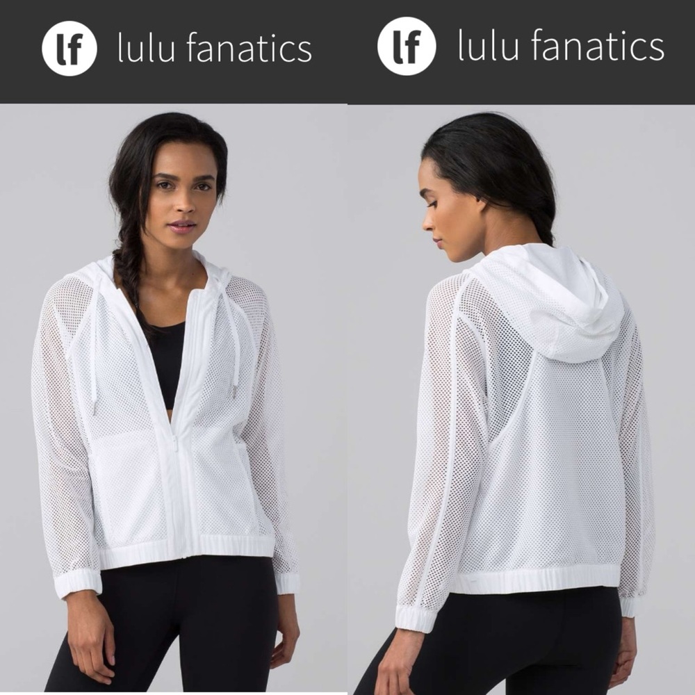 Lululemon Mesh on Mesh Jacket Sz 6 White Neutral Lightweight Spring 690